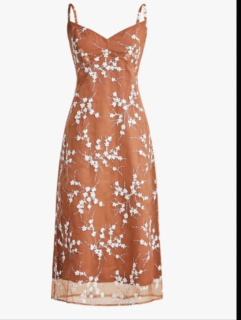 J Crew Collection Floral Embroidered Bronze Brown Slip Midi Dress Size 2 CI661